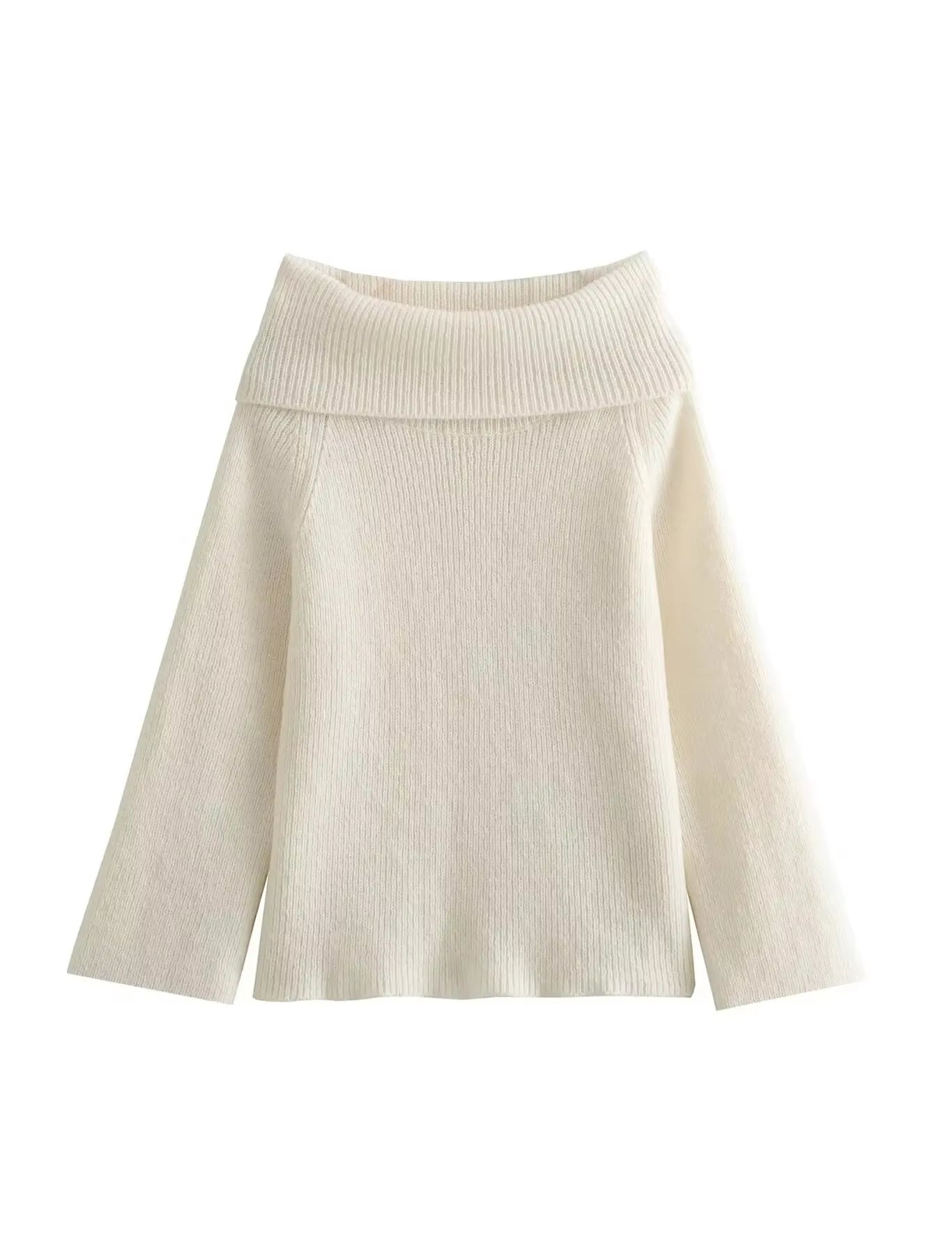 Women Fashion Slash Neck Strapless off the Shoulder Sweater Female Casual Long Sleeves Knitted Slim Fitting Pullover