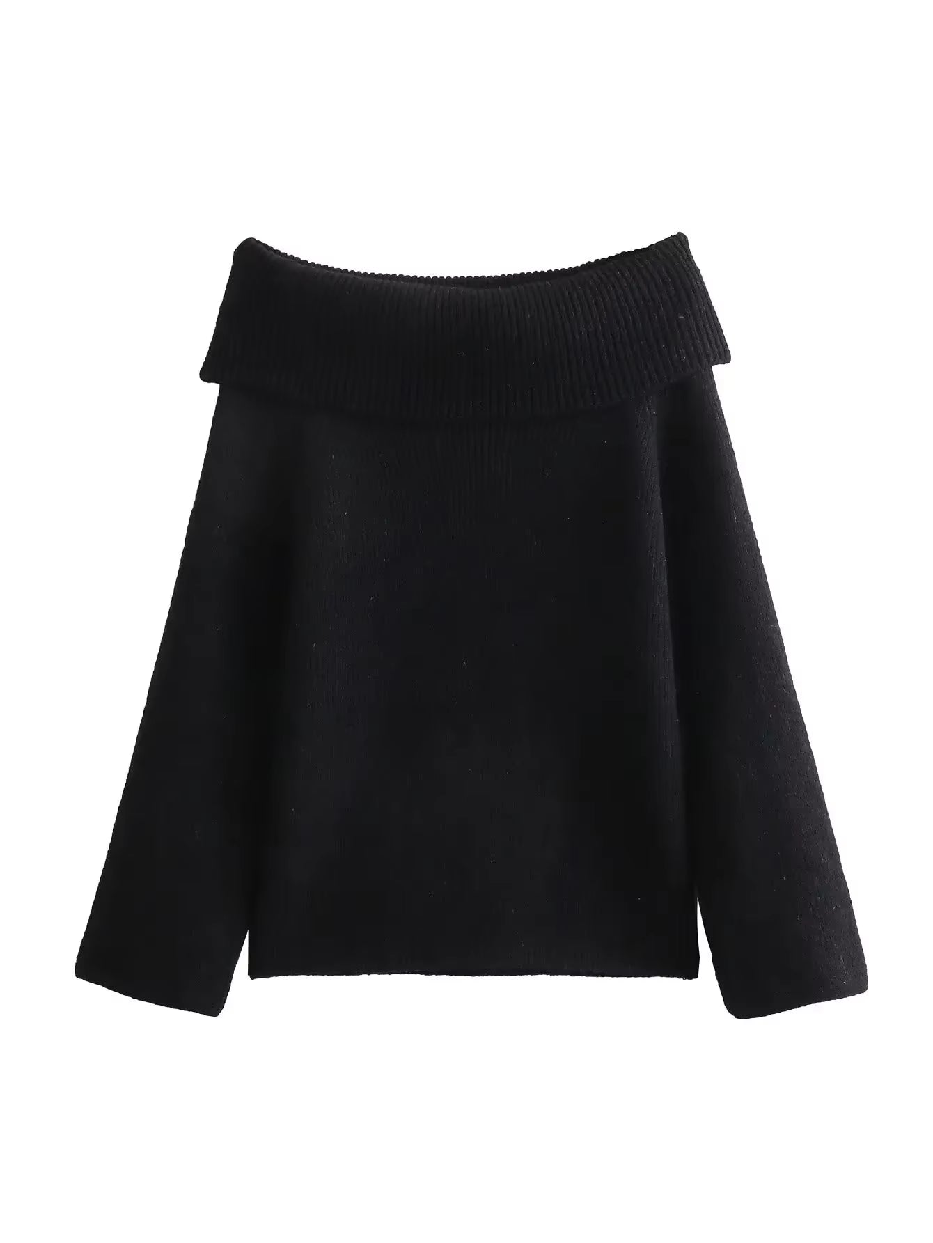 Women Fashion Slash Neck Strapless off the Shoulder Sweater Female Casual Long Sleeves Knitted Slim Fitting Pullover