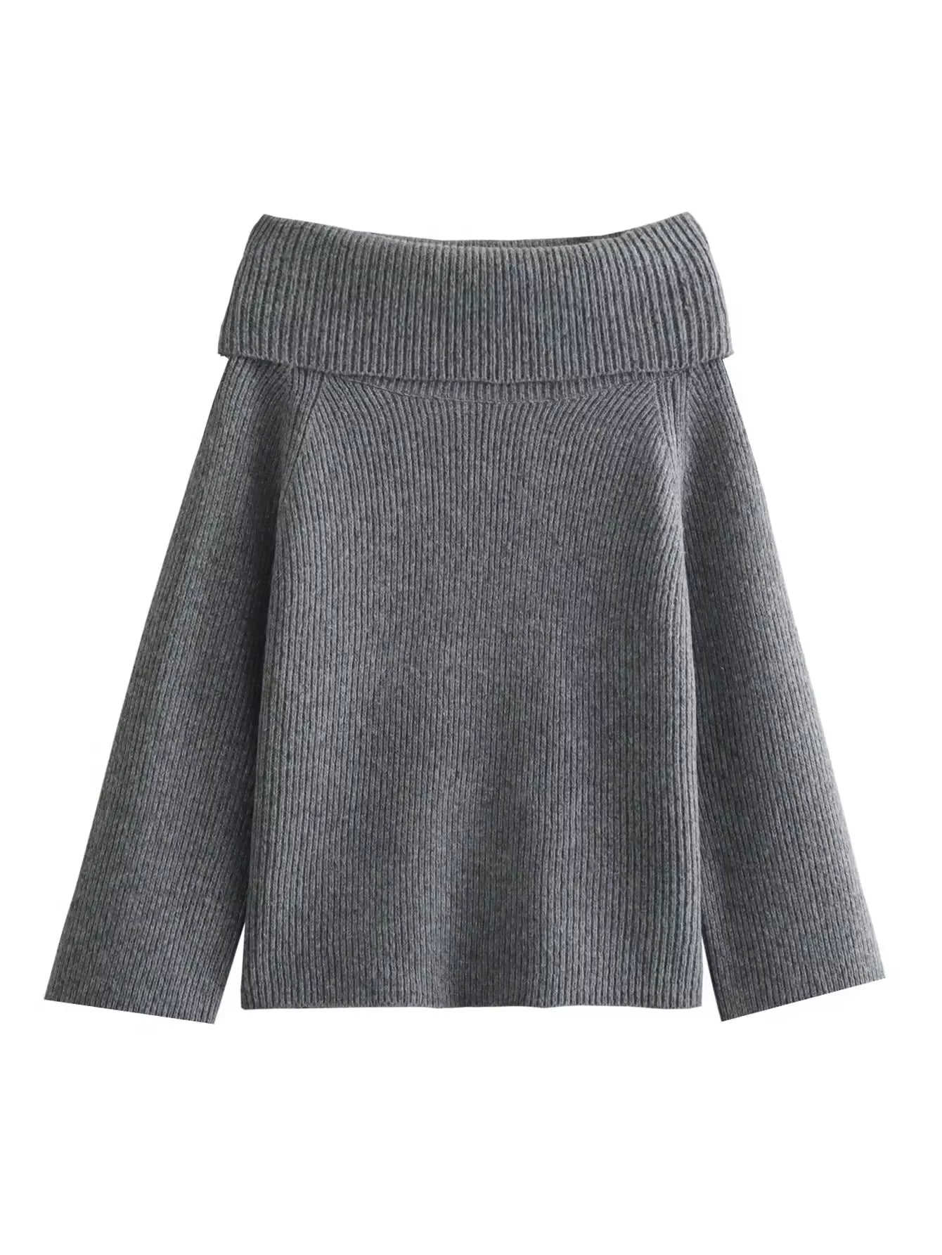 Women Fashion Slash Neck Strapless off the Shoulder Sweater Female Casual Long Sleeves Knitted Slim Fitting Pullover