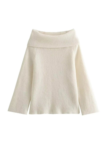 Women Fashion Slash Neck Strapless off the Shoulder Sweater Female Casual Long Sleeves Knitted Slim Fitting Pullover