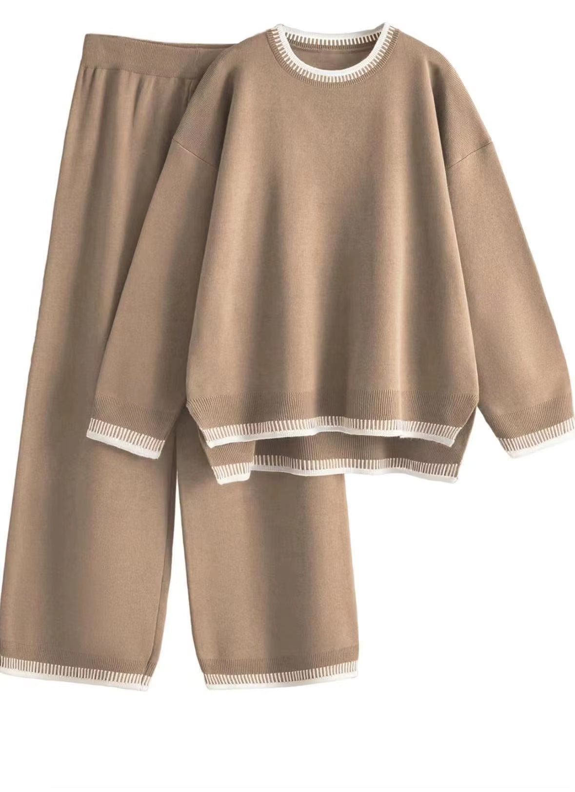 European and American Autumn and Winter New Fashion Solid Color Casual Loose Two-Piece Set for Women 2 Piece Sets Women Outfit