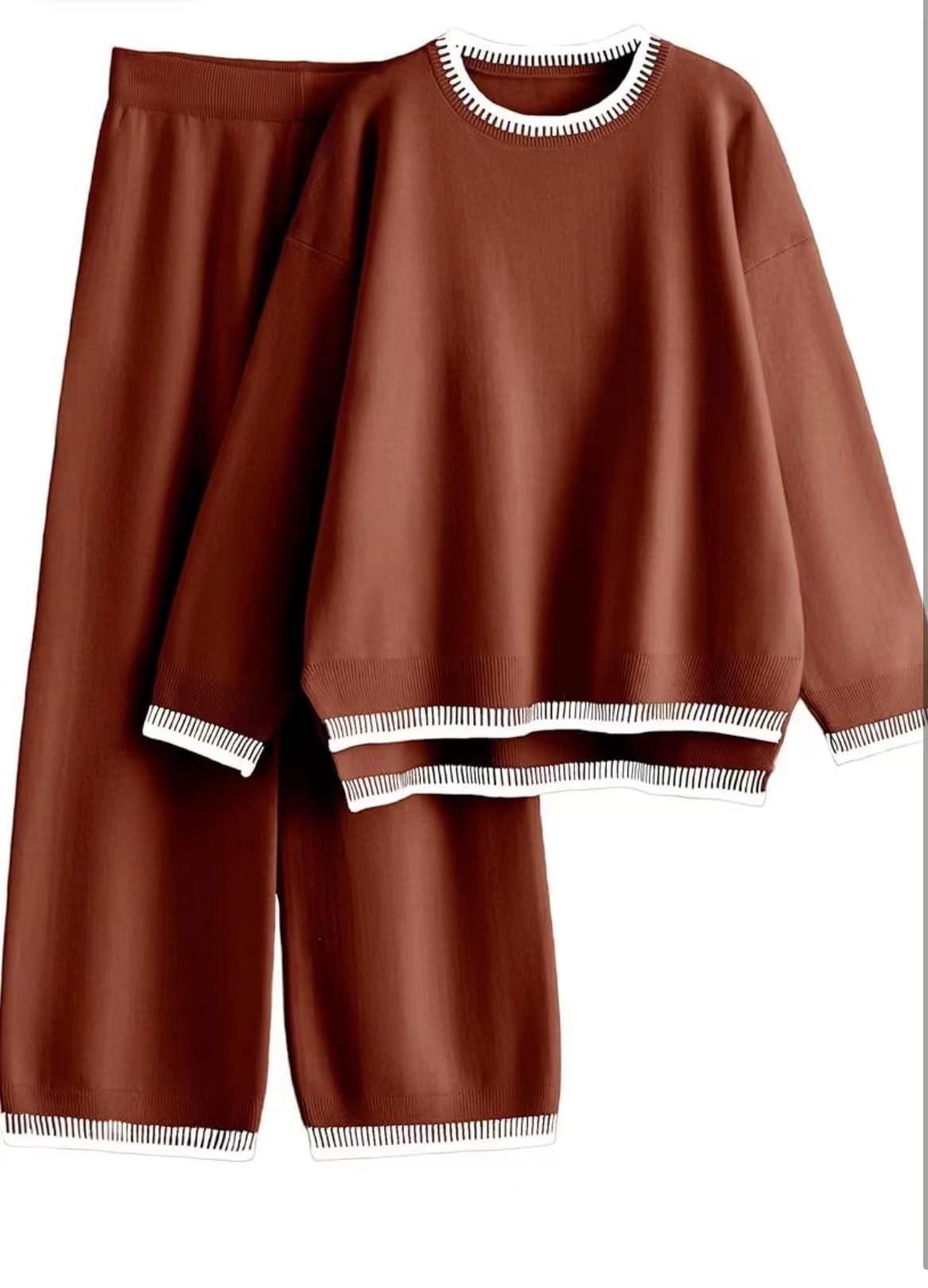 European and American Autumn and Winter New Fashion Solid Color Casual Loose Two-Piece Set for Women 2 Piece Sets Women Outfit